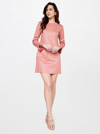 AND Pink Checked A-Line Dress