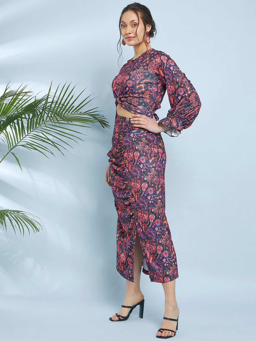 Antheaa Paisley Printed Top & Skirt