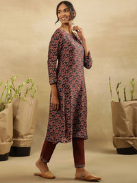W Abstract Printed Keyhole Neck Flared Sleeves A-Line Kurta