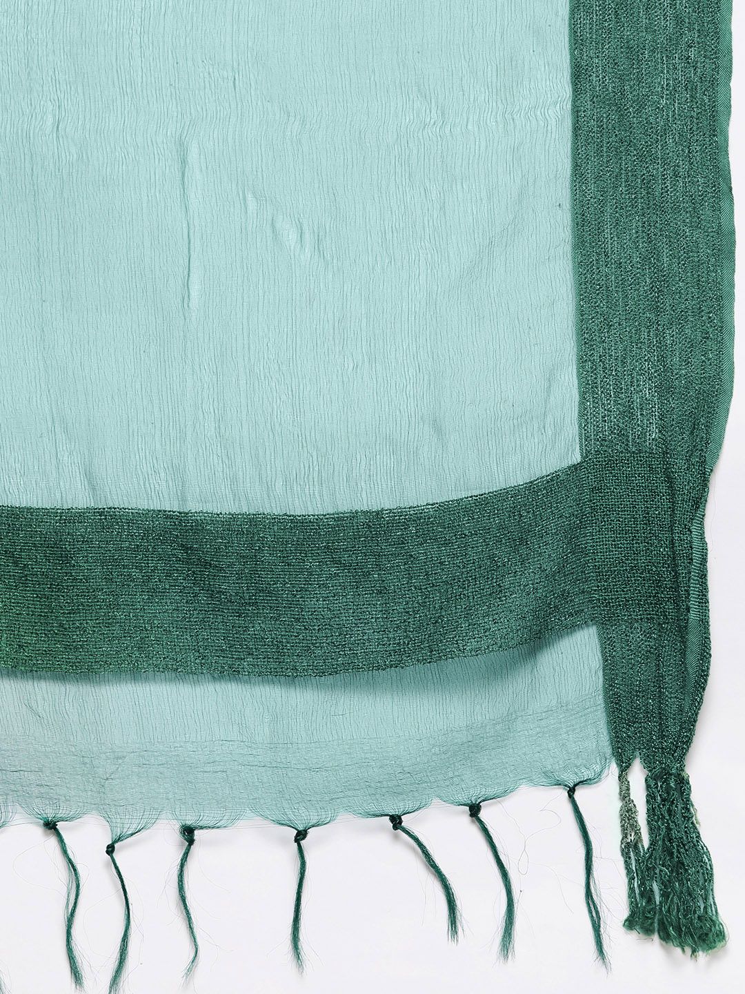 Motif Etnik Green Varanga Wanita Bersulam Gotta Patti Kurta Dengan Seluar & Dengan Dupatta