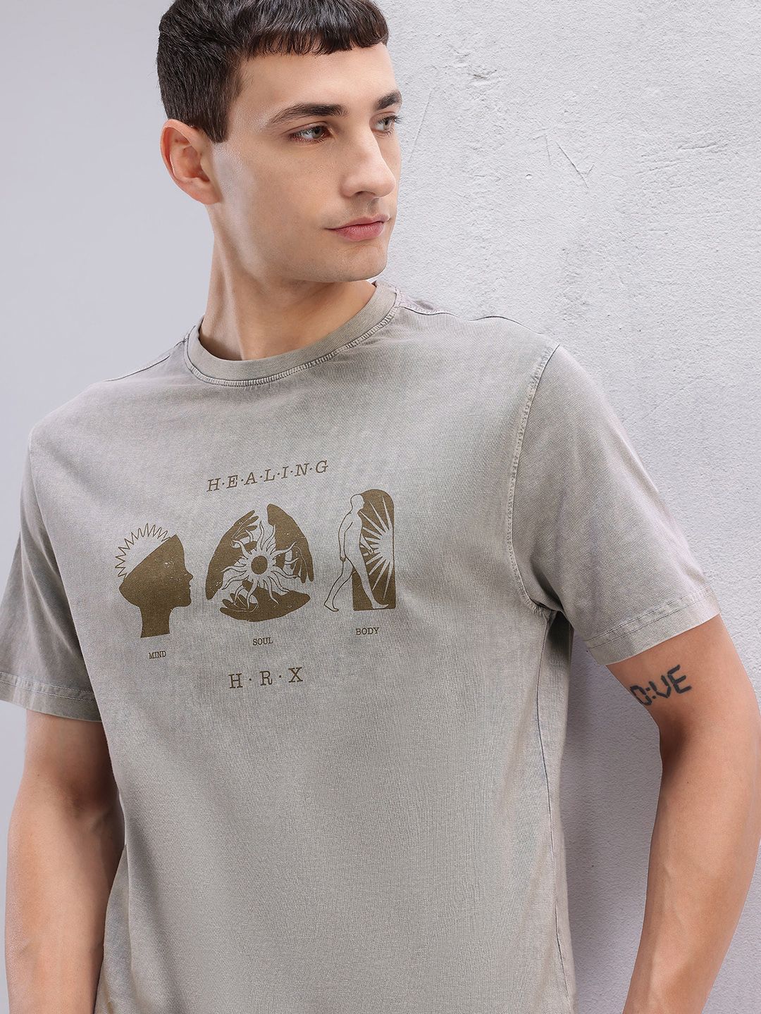 HRX by Hrithik Roshan Washed Pure Cotton Yoga T-shirt
