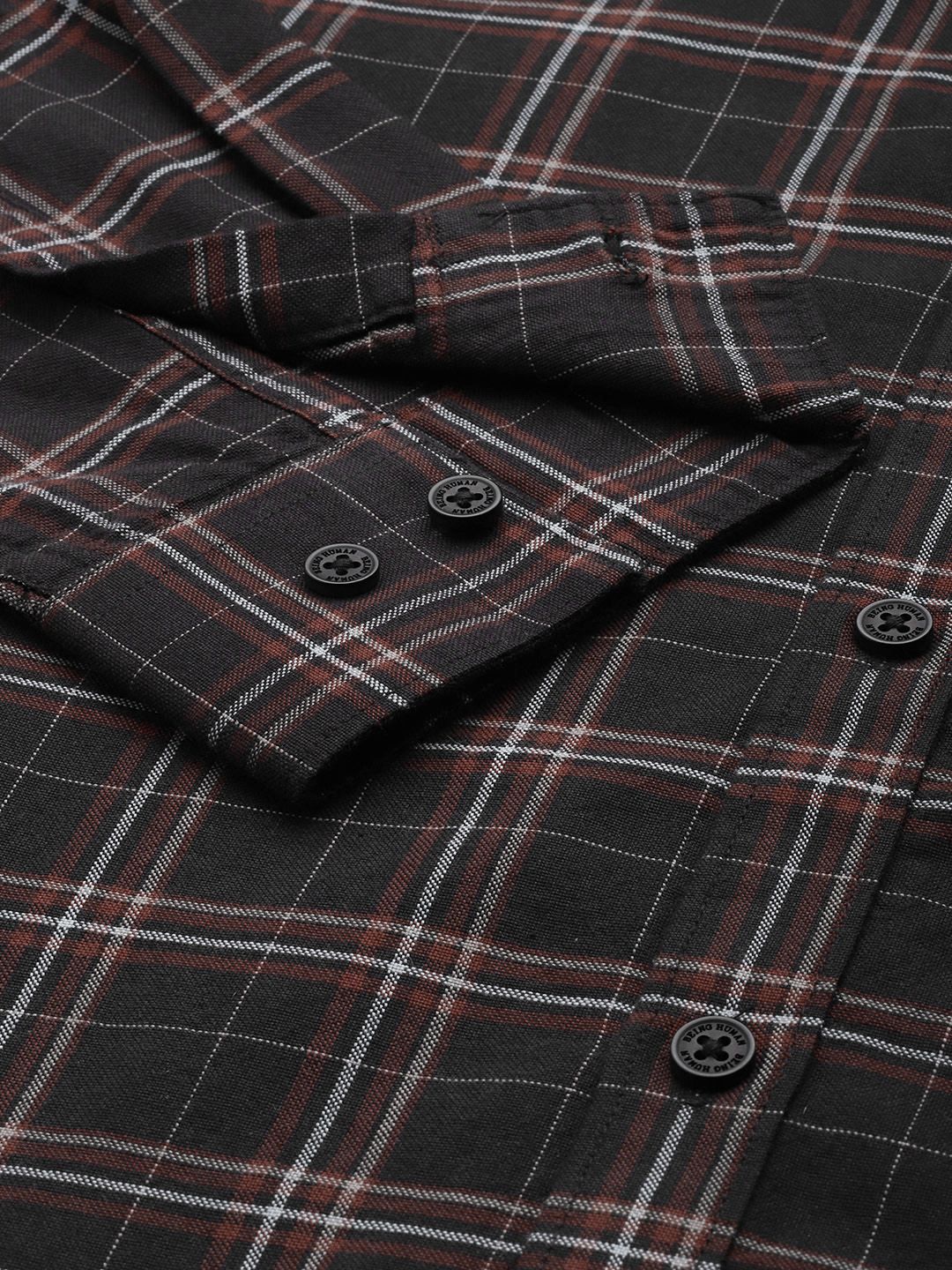 Being Human Pure Cotton Slim Fit Checked Casual Shirt