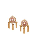 Anouk Gold-Plated Artificial Stones Studded Contemporary Shaped Drop Earrings