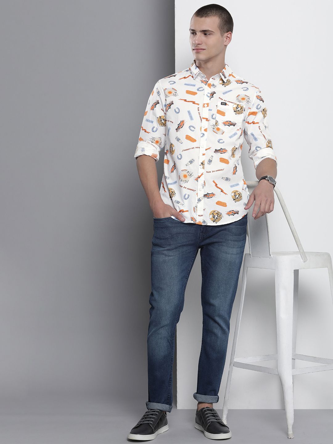 The Indian Garage Co Men Printed Pure Cotton Casual Shirt