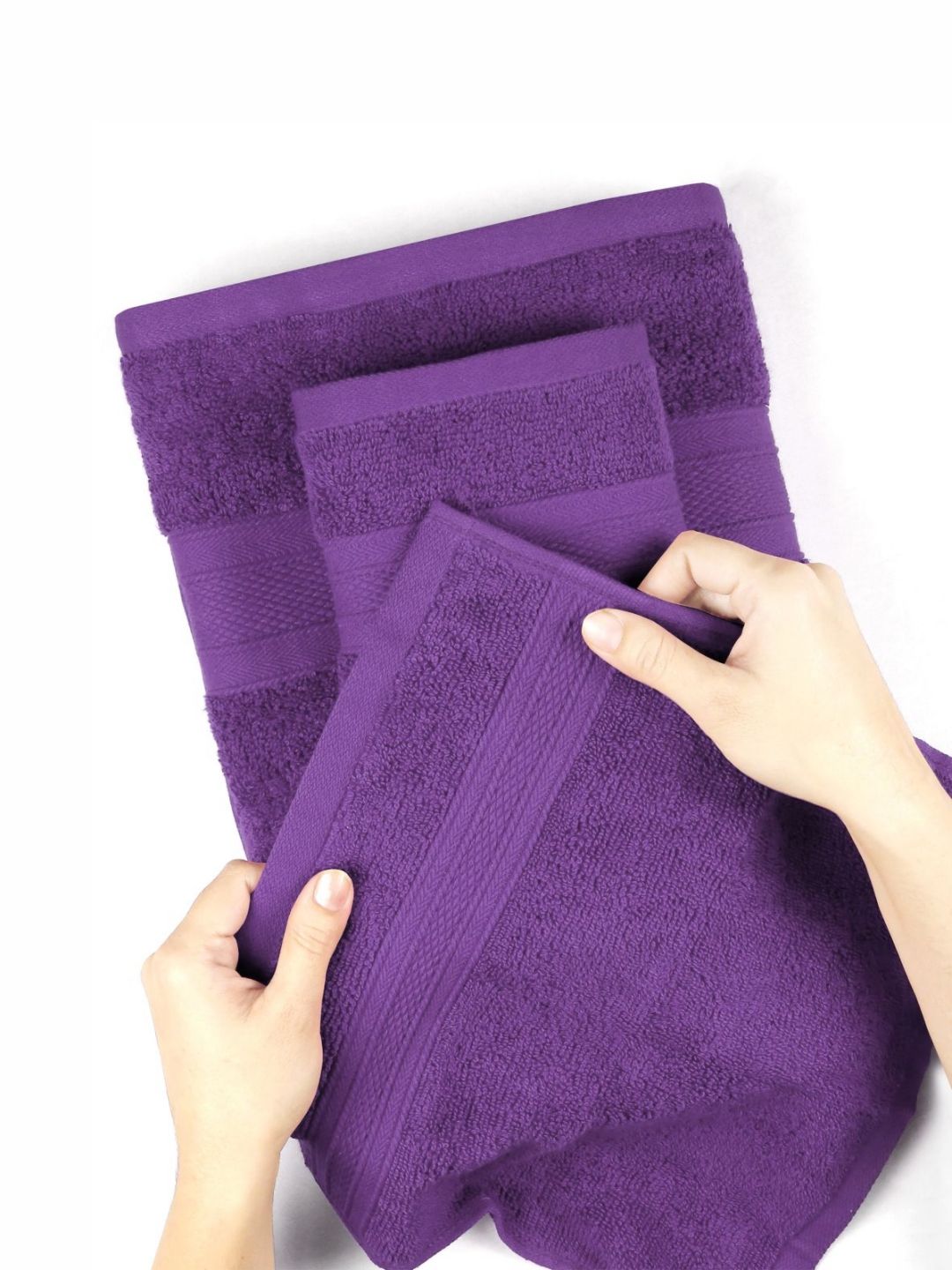 MYTRIDENT Purple 6 Pieces Pure Cotton 500 GSM Towel Set