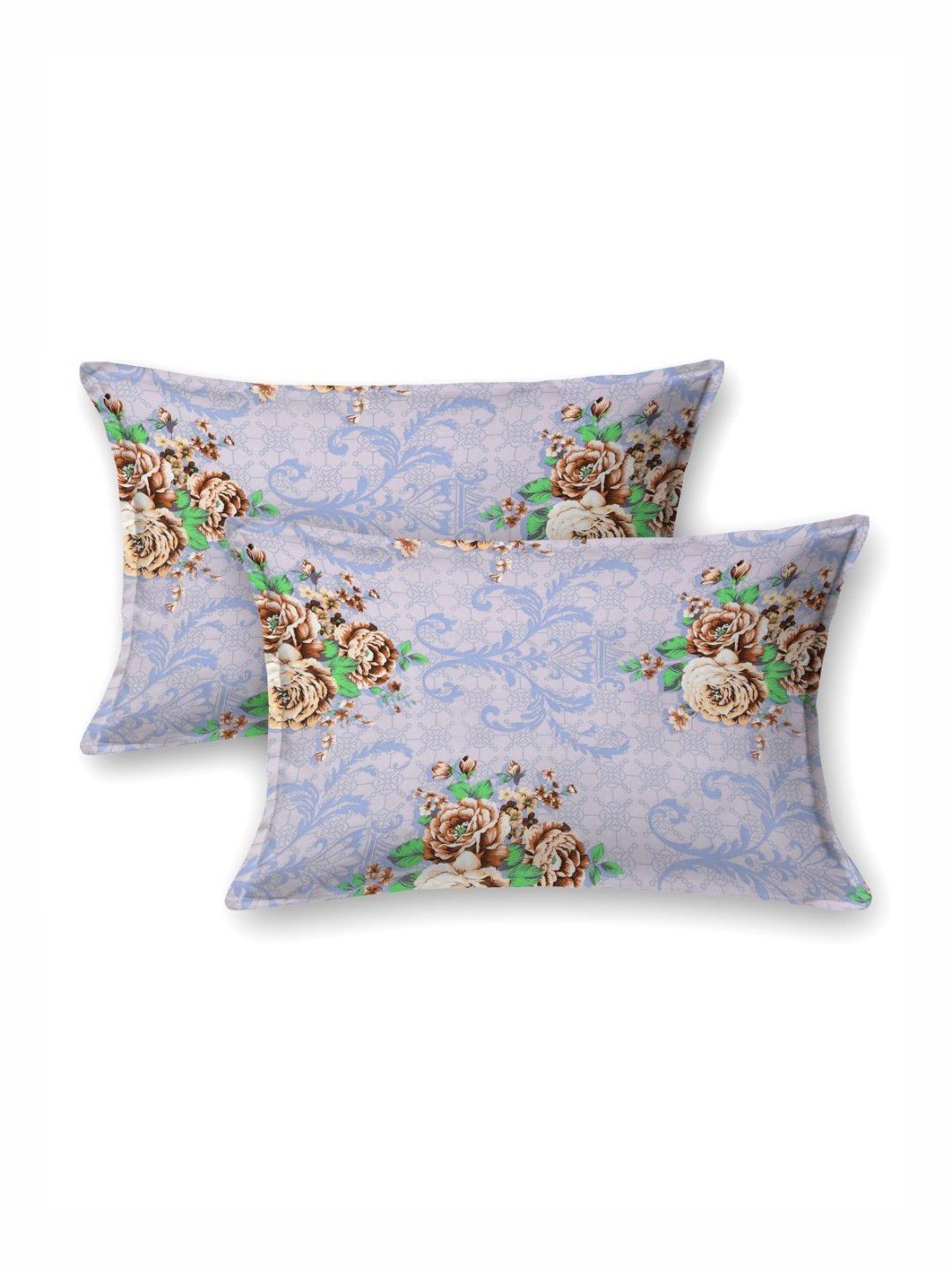 BOMBAY DYEING Dream Lover Purple Floral Cotton 104 TC Queen Bedsheet Set 2.54 x 2.24m