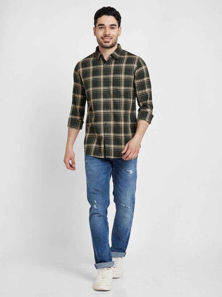 SPYKAR Classic Tartan Checked Cotton Casual Shirt
