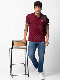 SPYKAR Men Printed Polo Collar Cotton T-shirt