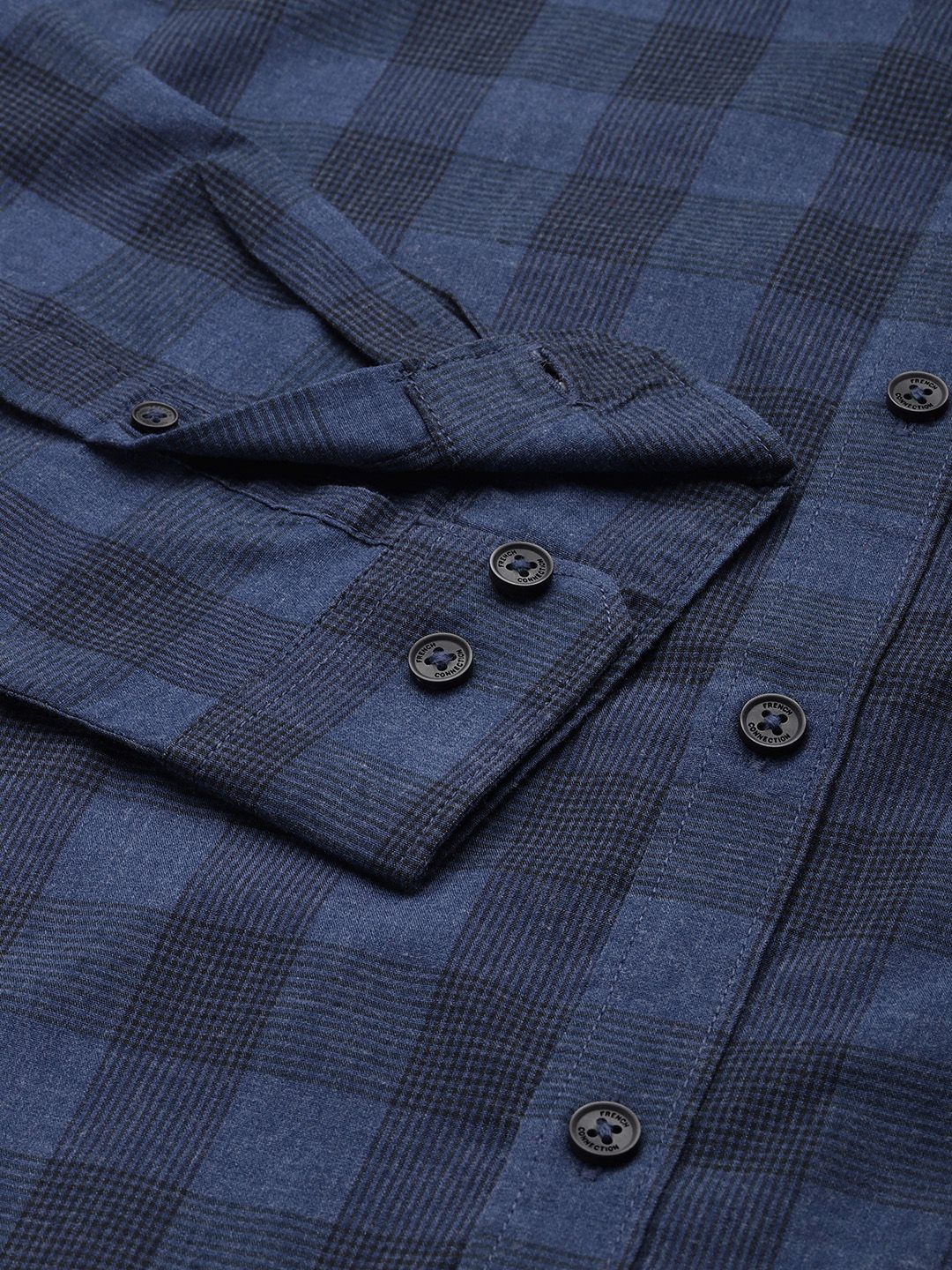 French Connection Slim Fit Button-Down Collar Checked Casual Shirt