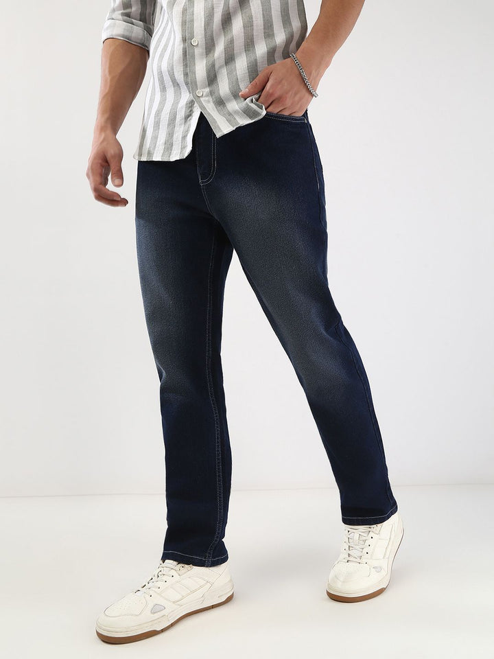 Urbano Fashion Men Straight Fit Mid-Rise Light Fade Stretchable Jeans