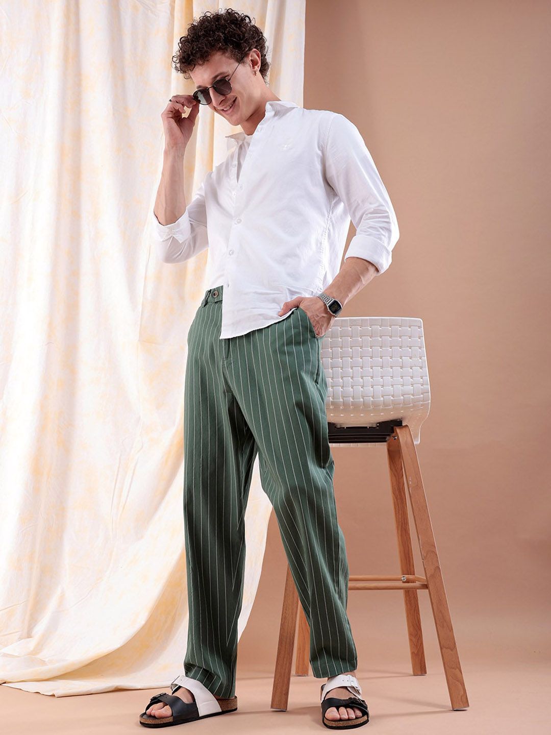 The Indian Garage Co Striped Loose Fit Trouser
