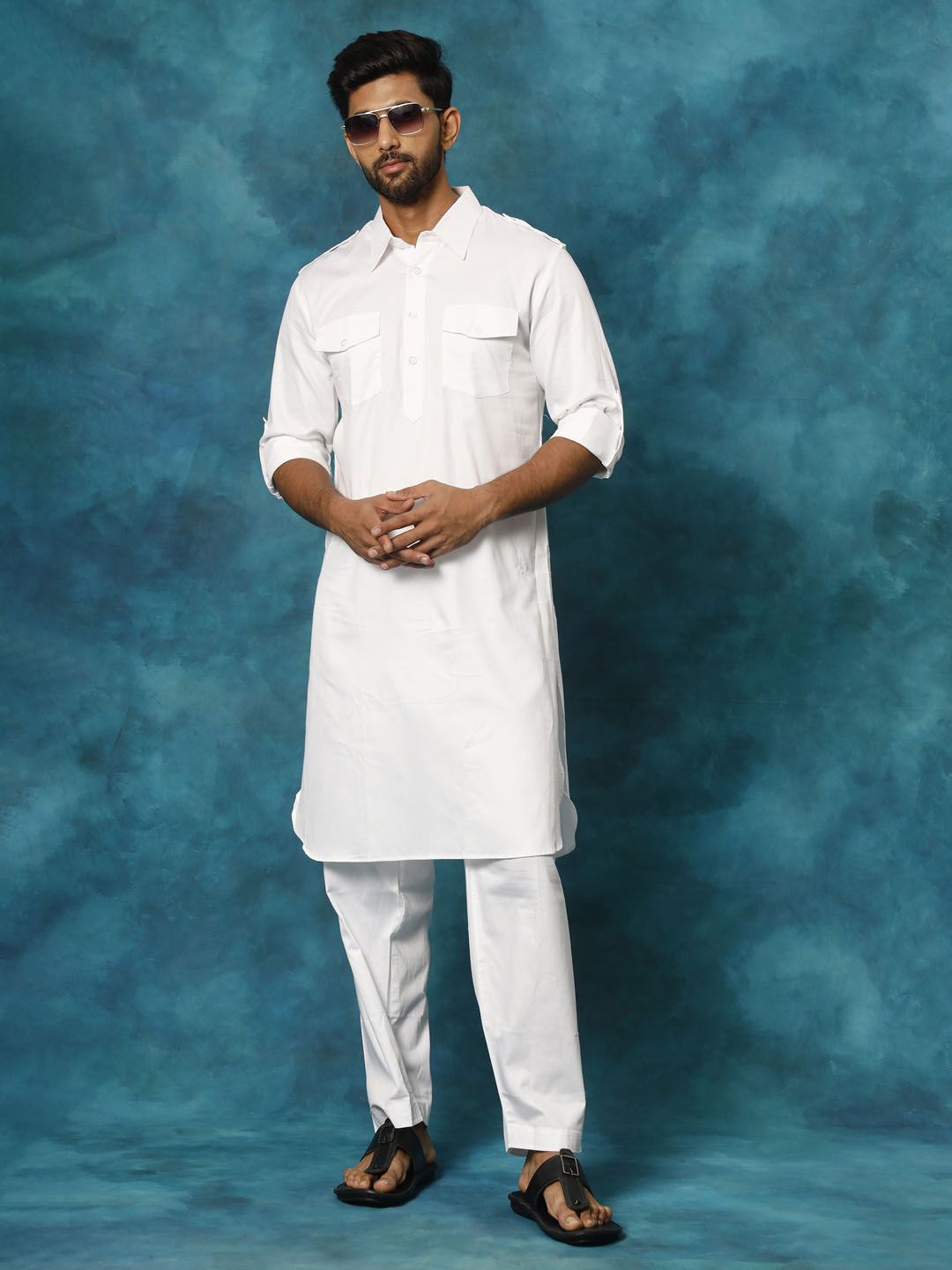 VASTRAMAY Men White Kurta with Pyjamas