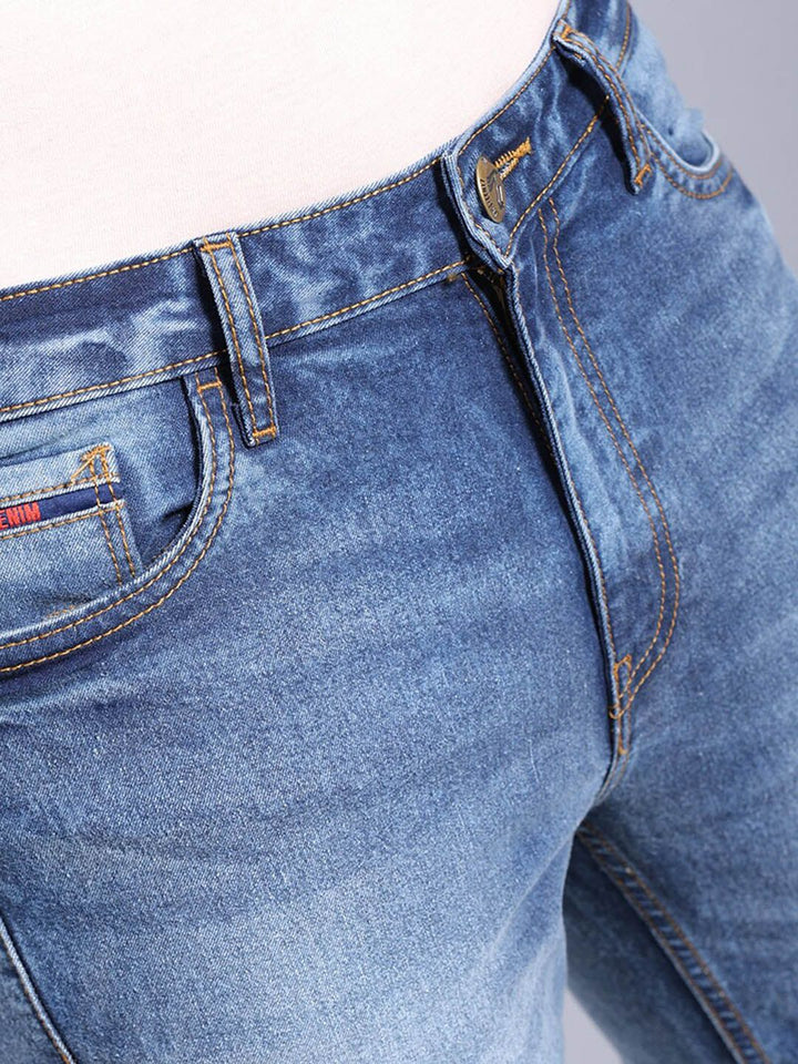 The Indian Garage Co Men Blue Bootcut Mid-Rise Clean Look Stretchable Jeans