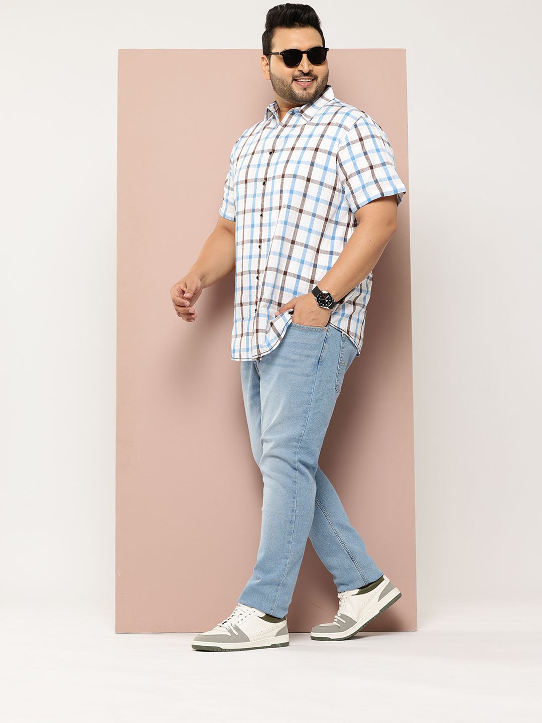 Thomas Scott Men Plus Size Premium Checked Casual Shirt