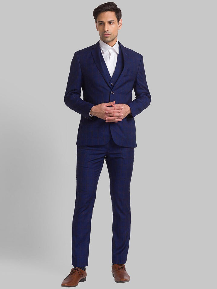 Park Avenue Men Checked Single-Breasted Super Slim-Fit 3-Piece Suit