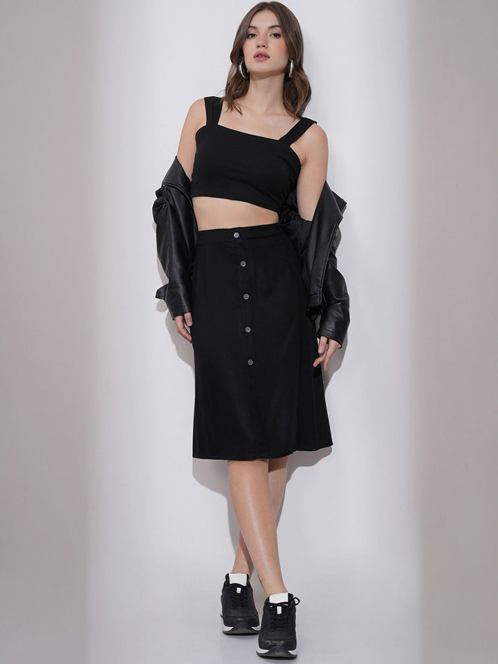 Tokyo Talkies Wrap Midi A-Line Solid Skirts