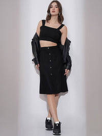 Tokyo Talkies Wrap Midi A-Line Solid Skirts