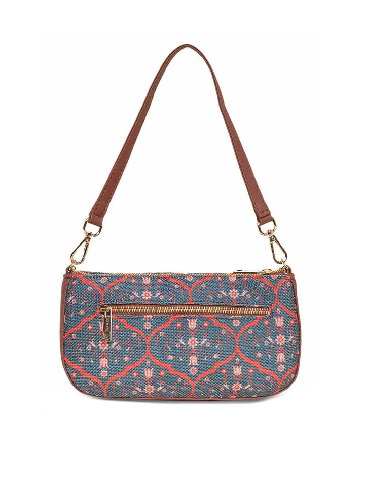 ZOUK Ethnic Motifs Printed Structured Baguette Bag Handbags