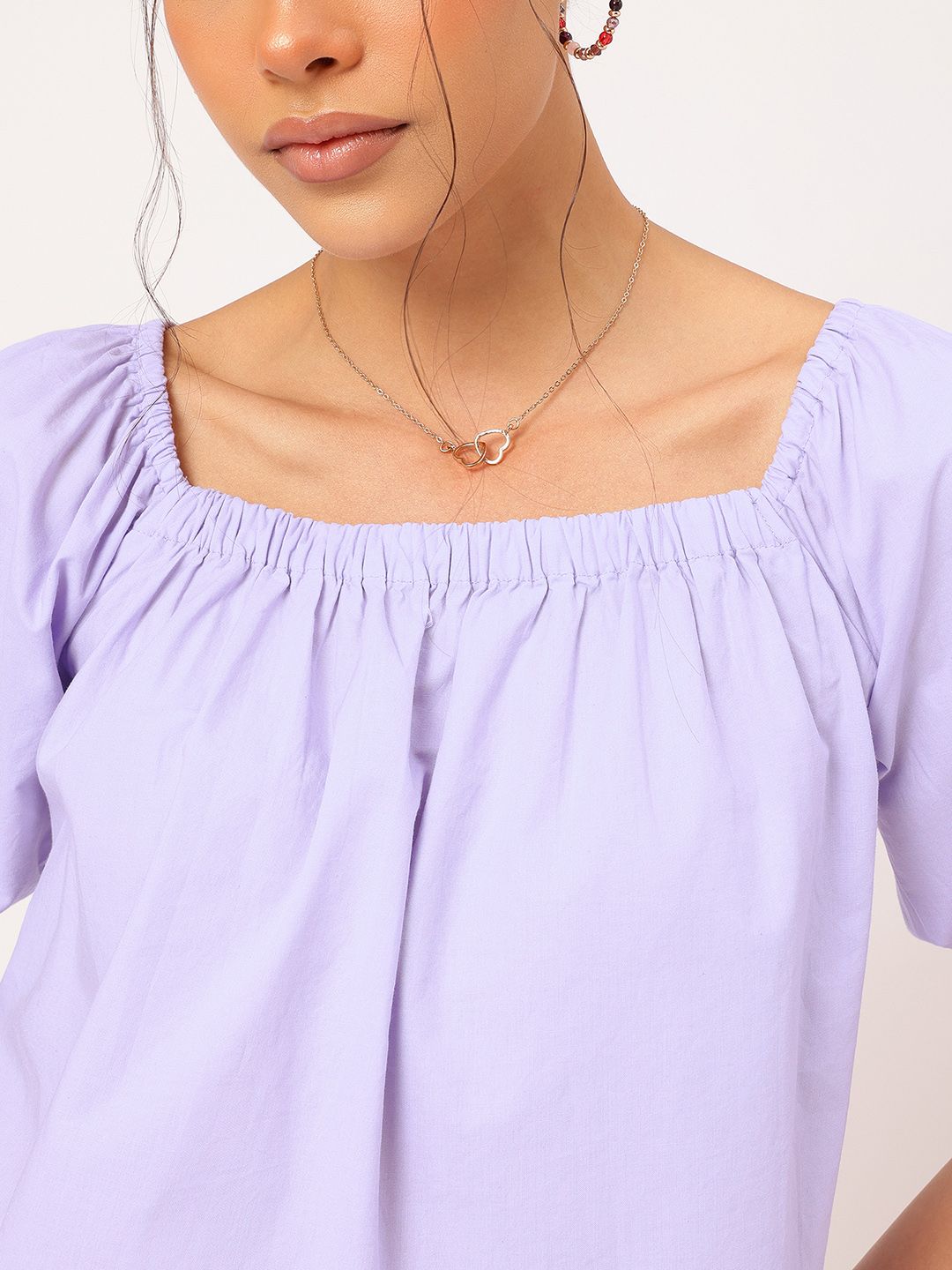 DressBerry Soft Girl Puff Sleeves A-Line Top
