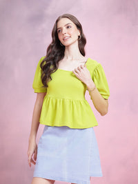 DressBerry Puff Sleeve Peplum Top