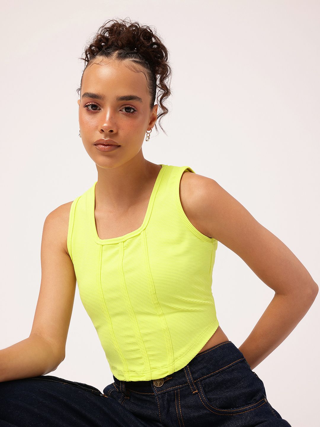DressBerry Neon Pop Corset Style Crop Top