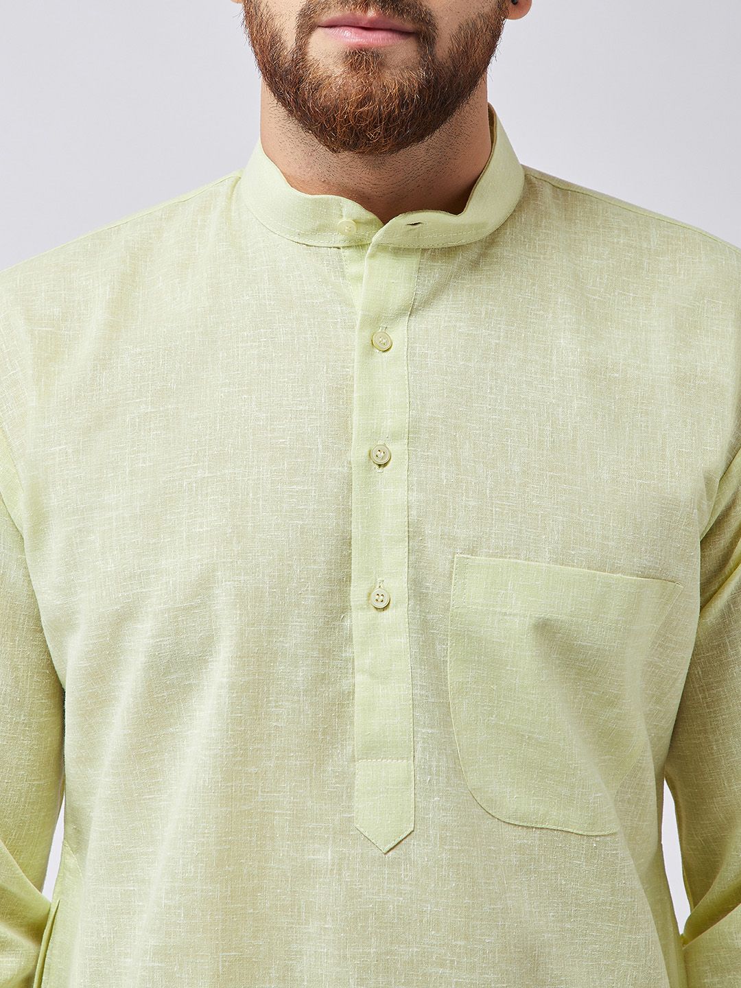 SOJANYA Men Lime Green Solid Straight Kurta