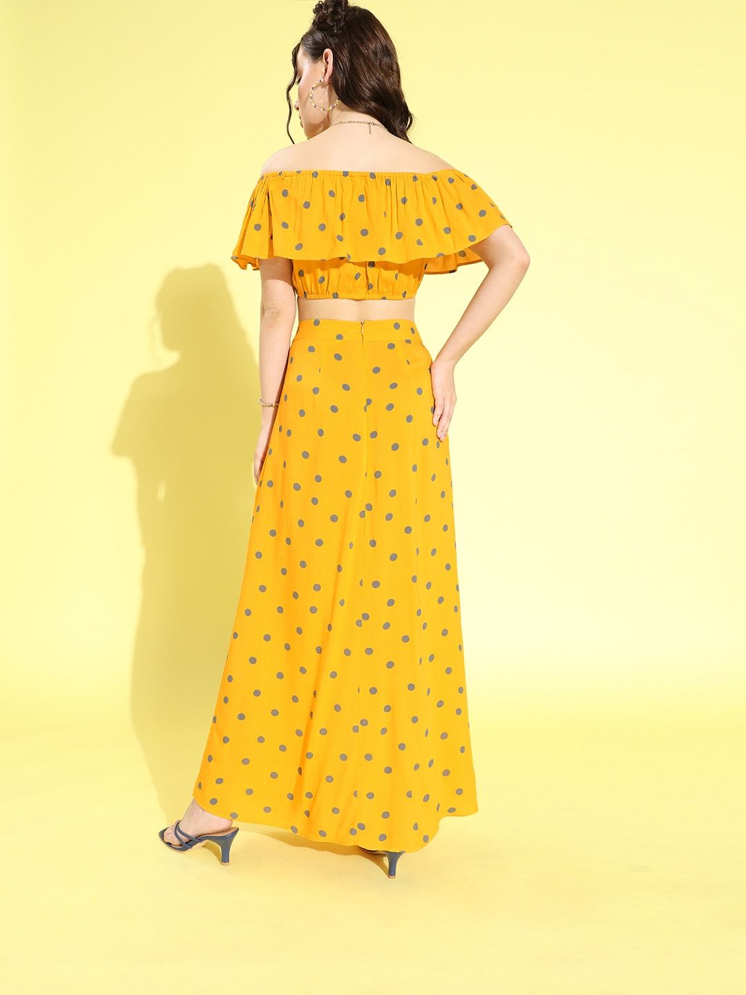 Berrylush Women Bright Yellow Polka Dots Dress
