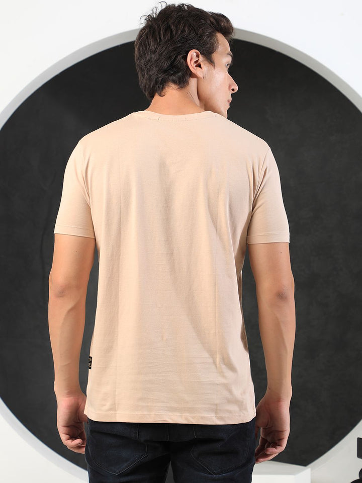 RARE RABBIT Men Glams Graphic Printed Pure Cotton Slim Fit T-Shirt