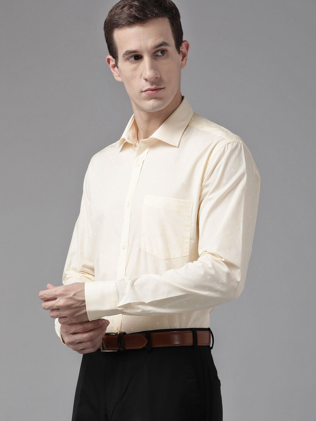 Park Avenue Slim Fit Printed Cotton Formal Shirt