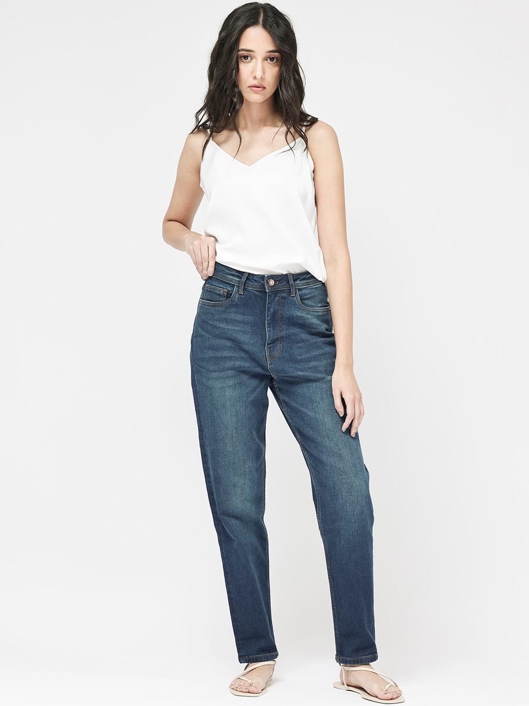 RAREISM Women Comfort Clean Look Light Fade Cotton Jeans