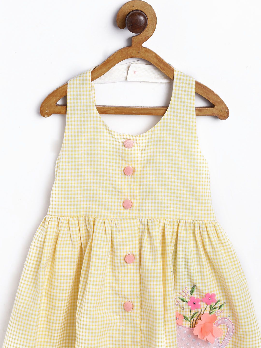 Nauti Nati Girls Yellow Checked Fit and Flare Dress