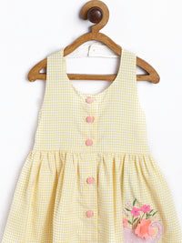 Nauti Nati Girls Yellow Checked Fit and Flare Dress