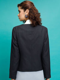 Chic oleh Tokyo Talkies Tentera Laut Blue Clolarless Single-Breasted Blazer