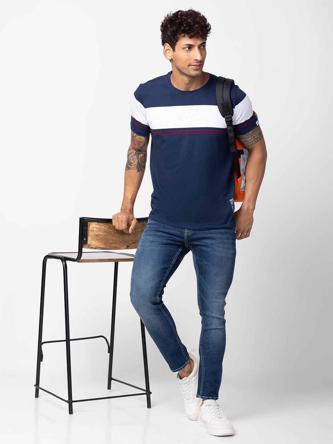SPYKAR Men Colourblocked Cotton T-shirt
