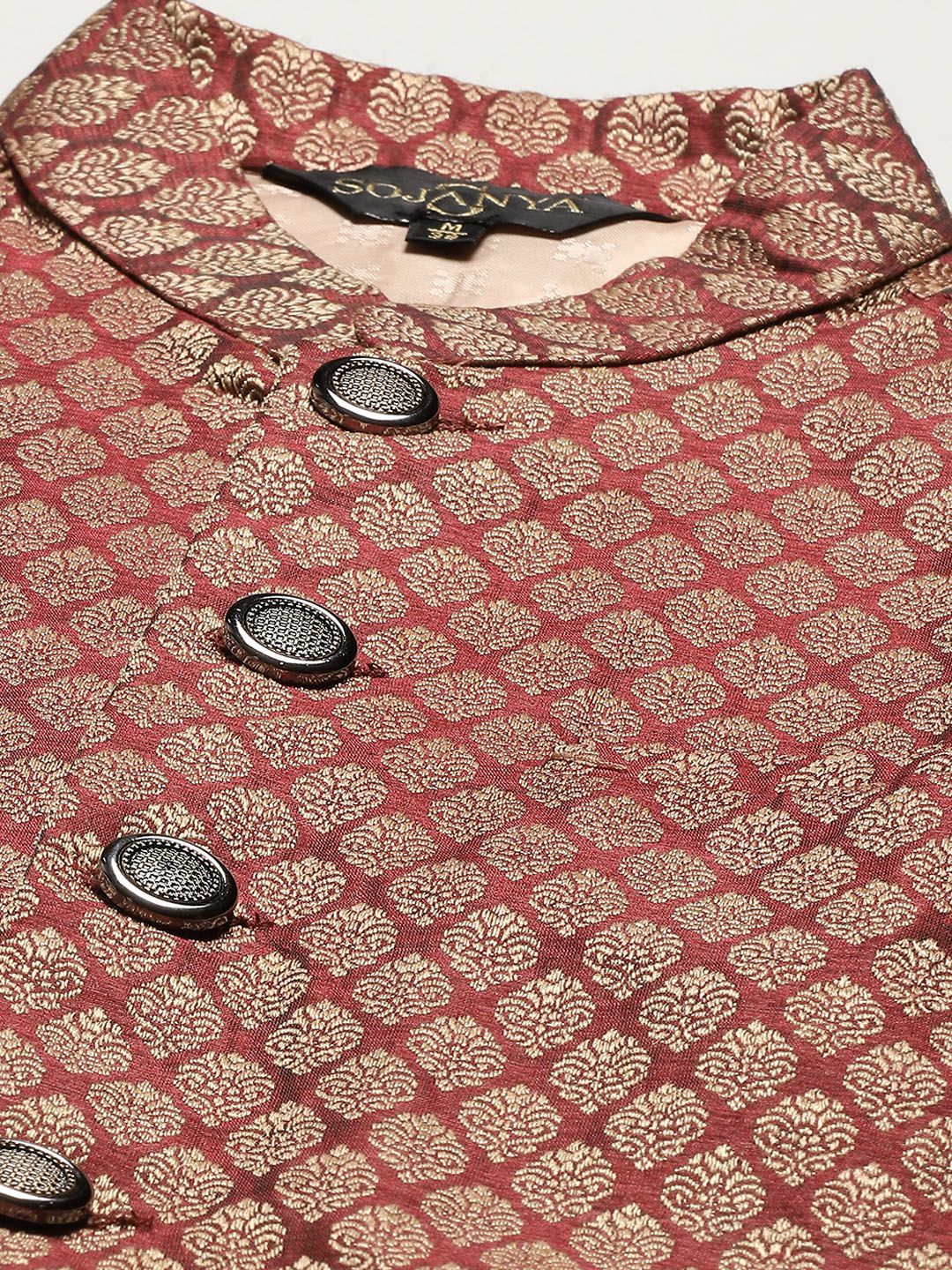 SOJANYA Men White Chikankari Pure Cotton Kurta with Churidar & Nehru Jacket