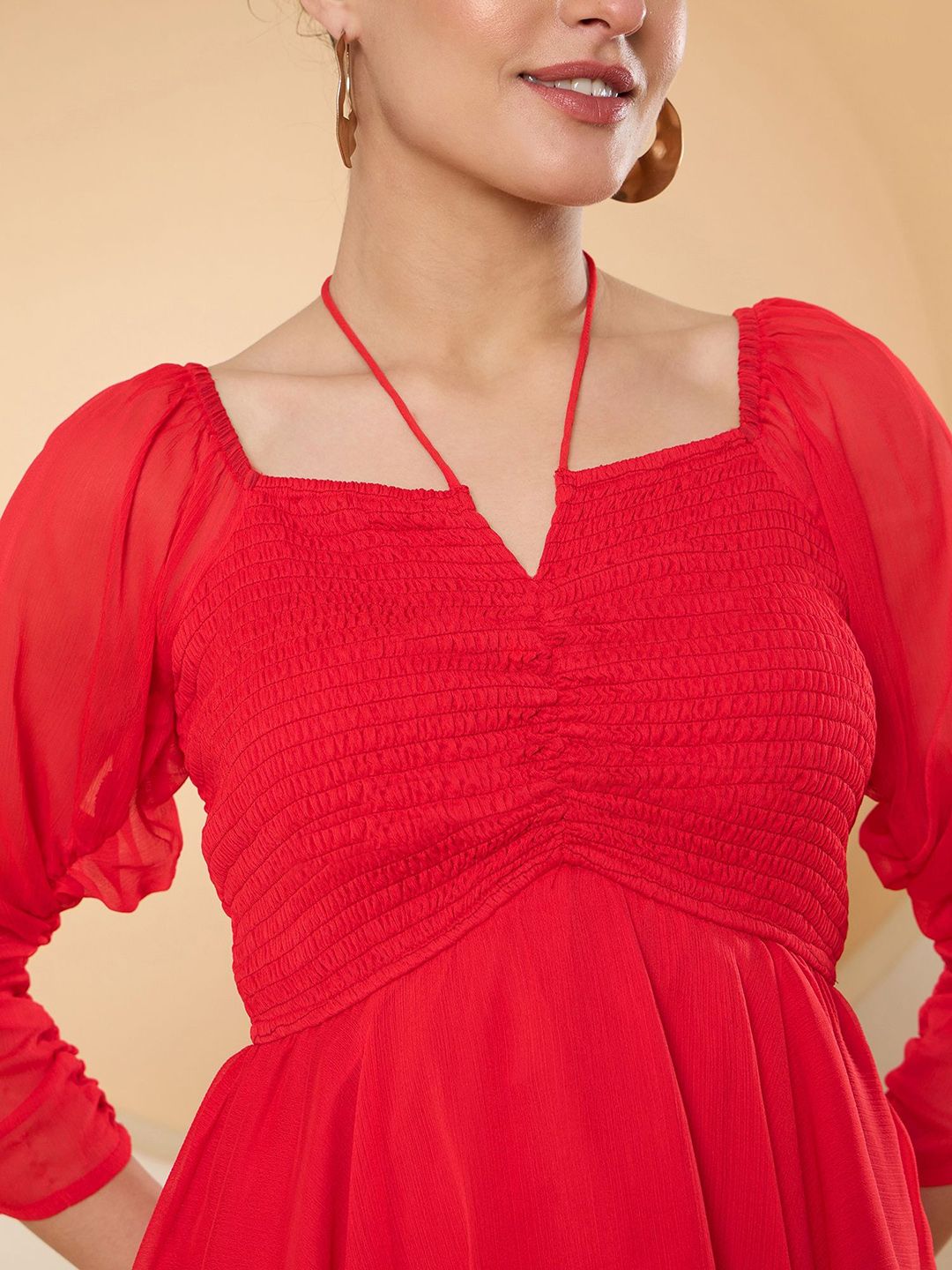 Antheaa Notch Neck Three-Quarter Sleeves Top With Palazzo