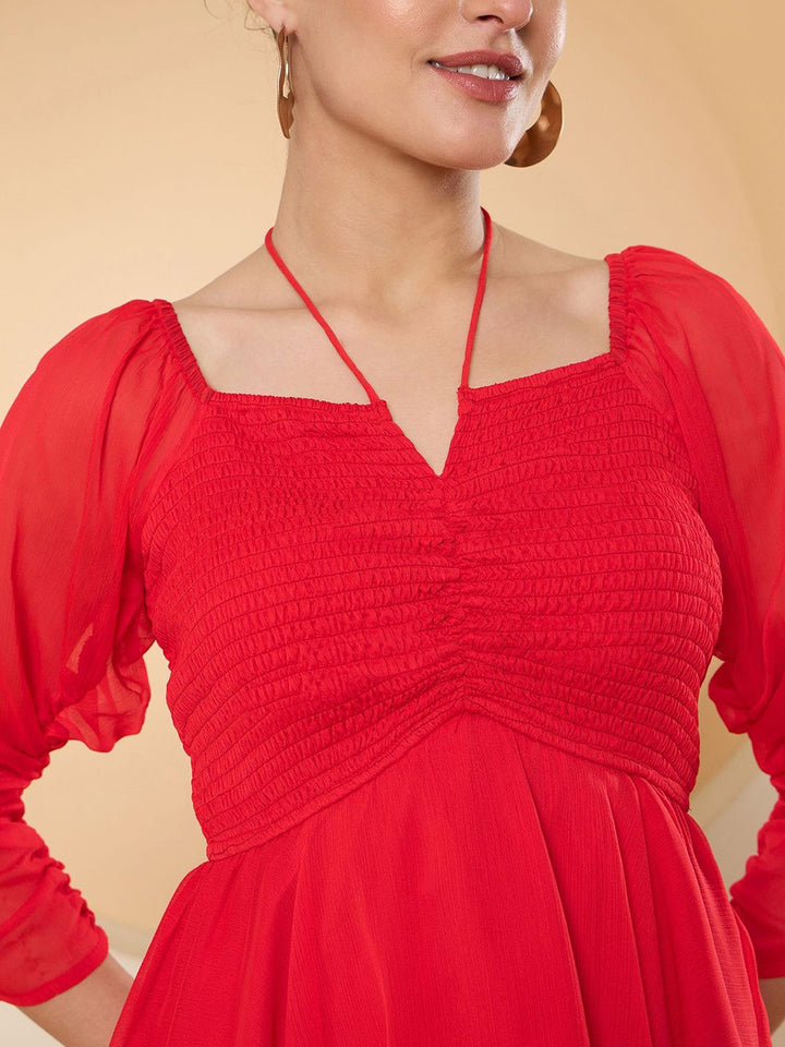 Antheaa Notch Neck Three-Quarter Sleeves Top With Palazzo