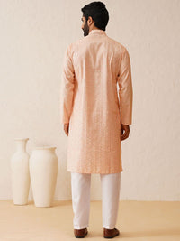 SOJANYA LUXE Kolar Mandarin Sulam Lengan Panjang Kurta Lurus