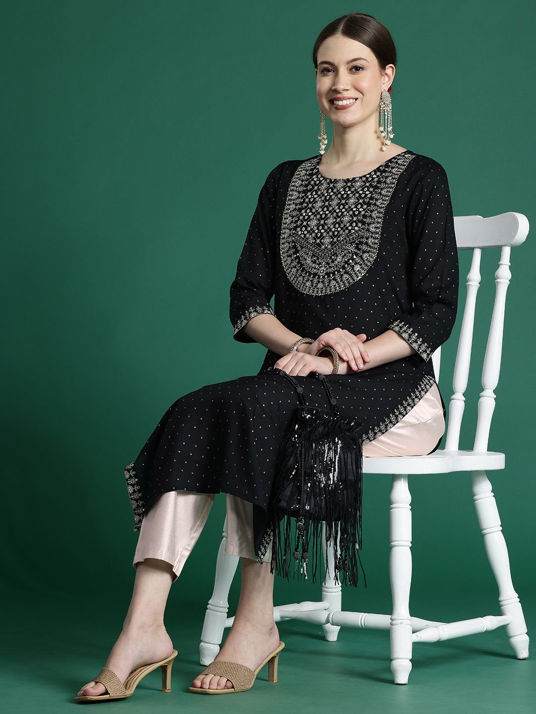 Indo Era Embroidered Sequinned Kurta