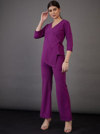 SASSAFRAS worklyf Asymmetric Wrap Top With Bell Bottom Trousers