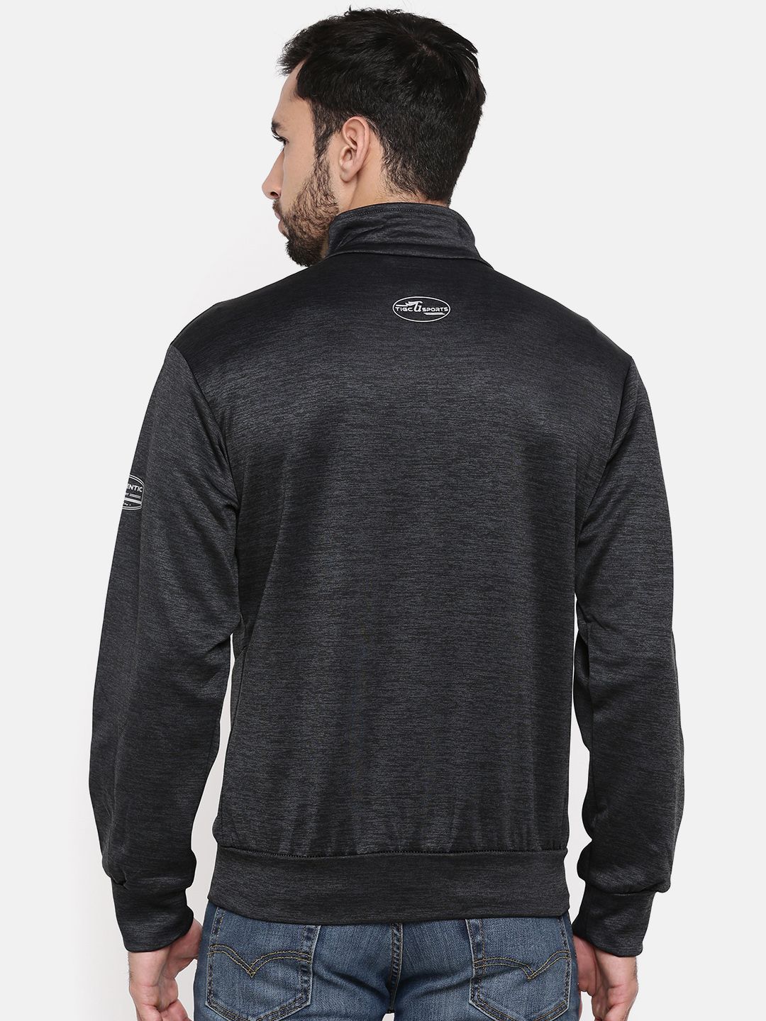 The Indian Garage Co Men Charcoal Grey Solid Bomber