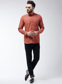 SOJANYA Kurta Lurus Tenunan Oren Lelaki
