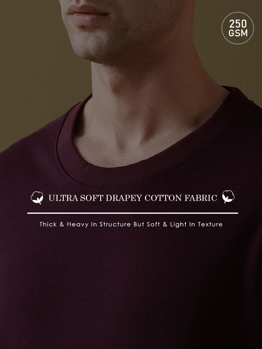 DILLINGER Men Solid Ultra Soft Drapey Cotton Oversized Drop Shoulder T-Shirt