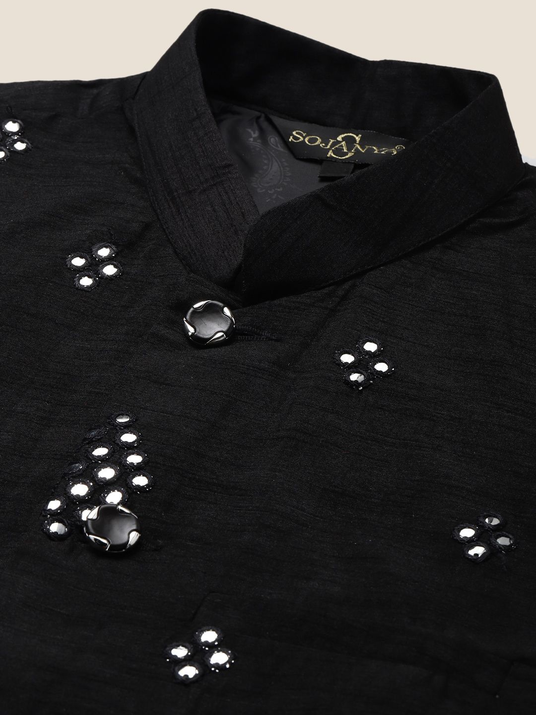 SOJANYA Mandarin Collar Regular Kurta With Pyjamas & Nehru Jacket