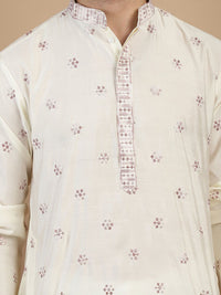 Anouk Floral Cotton Silk Mandarin Collar Kurta