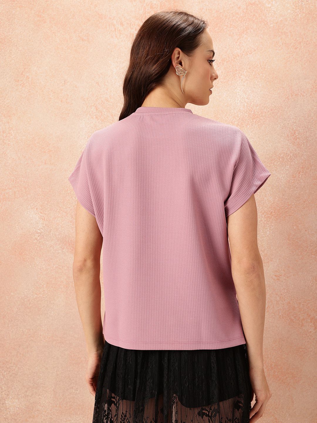 all about you Textured Extended Sleeves Top