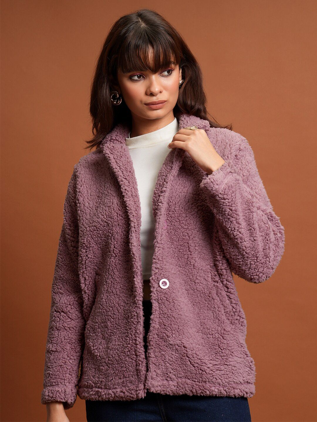 Tokyo Talkies Pink Self Design Bomber Jacket