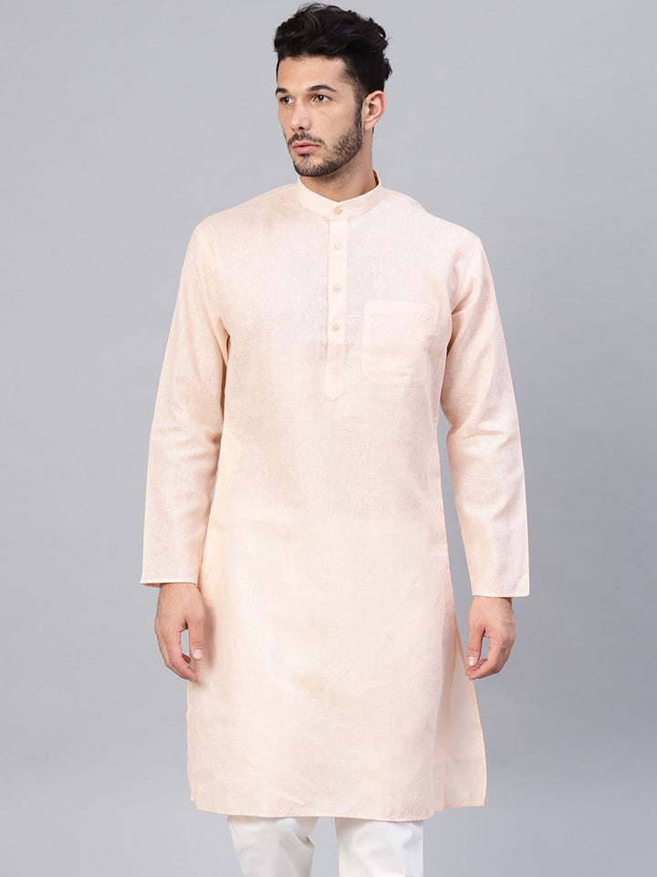 SOJANYA Kurta Lurus Pepejal Berwarna Peach Lelaki