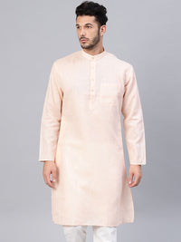 SOJANYA Kurta Lurus Pepejal Berwarna Peach Lelaki