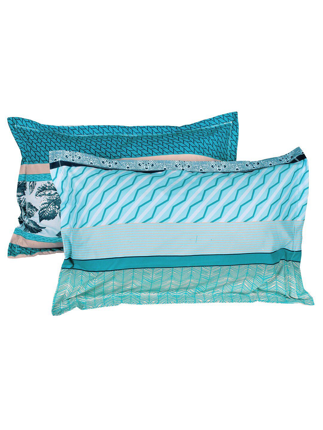 Story@home Tango Blue & Black Floral Microfiber King Bedsheet with 2 Pillow Covers